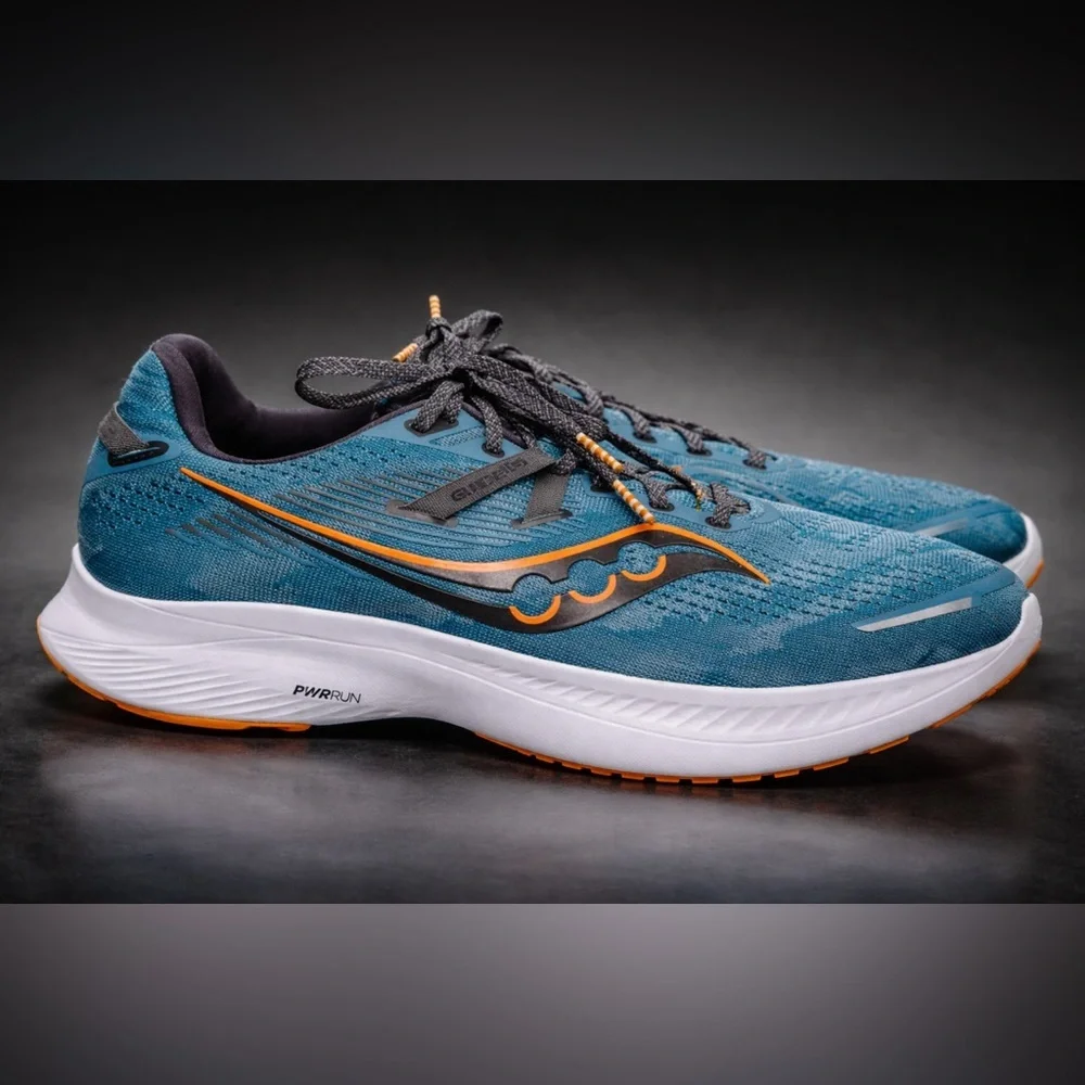 Saucony Blue Athletic Running Shoes with Orange Trim